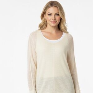 Main Strip size small ivory lightweight lightly sheer sweater